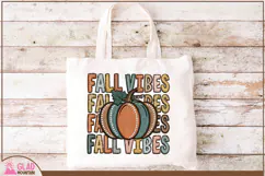 Retro faux embroidery Fall Vibes pumpkin png, Autumn Pumpkin Product Image 2