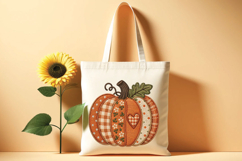Fall faux embroidery plaid pumpkin, Polka Dot Autumn pumpkin Product Image 3