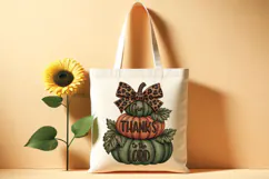 Give Thanks to the Lord faux embroidery fall pumpkin png Product Image 2