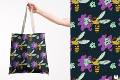 Vintage Chalk Bee and Flower Digital Papers Product Image 6