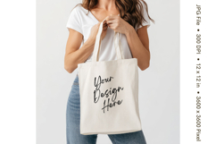 Canvas Tote Bag Mockup Shopping Bag White Natural Blank_129 Product Image 1