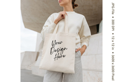Canvas Tote Bag Mockup Shopping Bag White Natural Blank_135 Product Image 1