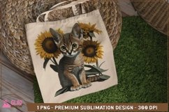 Abyssinian watercolor kitty sunflower sublimation, kitty png Product Image 5