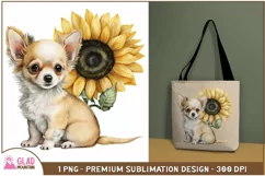 Chihuahua sunflower watercolor sublimation png, puppy png Product Image 2