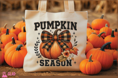 Pumpkin Season Buffalo Plaid Ribbon, faux embroidery pumpkin Product Image 2
