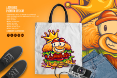 Happy Burger Mascot Wearing Royal Crown Cartoon Style Product Image 5