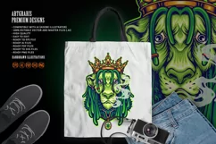 King Lion Gold crown Green weed smoke Cartoon Illustrations Product Image 4