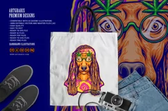 Dreadlock dog breeds fashion hippie lifestyle illustrations Product Image 5