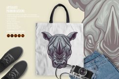 Cartoon Rhino Head Mascot Rhinoceros Mean Product Image 3