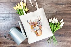 Spring Flower Deer Watercolor PNG Sublimation Design Product Image 4