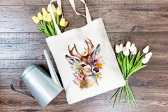 Spring Flower Deer Watercolor PNG Sublimation Design Product Image 4
