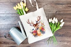 Spring Flower Deer Watercolor PNG Sublimation Design Product Image 4