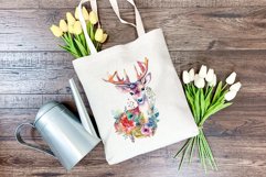 Spring Flower Deer Watercolor PNG Sublimation Design Product Image 4