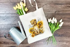 Watercolor Lion Cub and Sunflowers PNG for Sublimation Product Image 4
