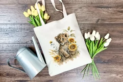 Watercolor Lion Cub and Sunflowers PNG for Sublimation Product Image 4