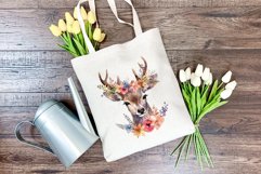 Spring Flower Deer Watercolor PNG Sublimation Design Product Image 4
