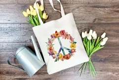 Flower Peace Symbol Watercolor PNG Sublimation Design Product Image 4