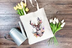 Spring Flower Deer Watercolor PNG Sublimation Design Product Image 4