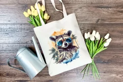 Summer Vibes Raccoon Watercolor PNG for Sublimation Product Image 3
