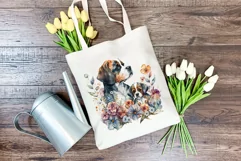 Mother and Puppy Dog Watercolor Clipart - Sublimation PNG Product Image 4