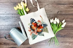 Watercolor Butterflies with Tropical Flowers PNG Sublimation Product Image 4