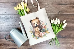 Watercolor Mother and Baby Bear PNG for Sublimation Product Image 4