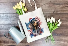 Patriotic Dachshund Dog Watercolor ClipArt, PNG Sublimation Product Image 4
