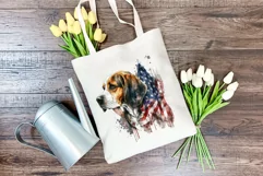 Patriotic Beagle Dog Watercolor Clip Art, PNG Sublimation Product Image 4
