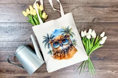 Summer Vibes Owl Watercolor PNG Clipart for Sublimation Product Image 3