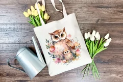 Mother and Baby Owl Watercolor Clipart - Sublimation PNG Product Image 4