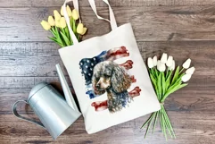 Patriotic Poodle Dog Watercolor Clip Art, PNG Sublimation Product Image 4