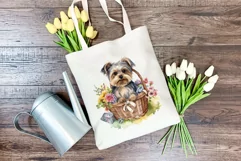 Spring Morkie Dog Breed Watercolor Clipart PNG Sublimation Product Image 3