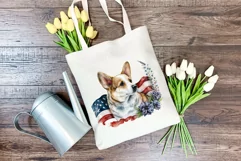 Patriotic Corgi Dog Watercolor ClipArt, PNG Sublimation Product Image 4
