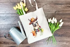 Cute Llama Wearing Sombrero Watercolor PNG for Sublimation Product Image 4