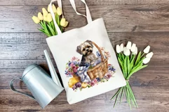 Spring Morkie Dog Breed Watercolor Clipart PNG Sublimation Product Image 3