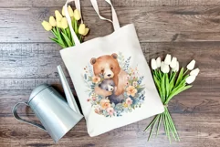Watercolor Mother and Baby Bear PNG for Sublimation Product Image 4