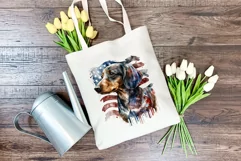 Patriotic Dachshund Dog Watercolor ClipArt, PNG Sublimation Product Image 4