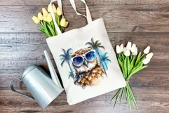 Summer Vibes Owl Watercolor PNG Clipart for Sublimation Product Image 3