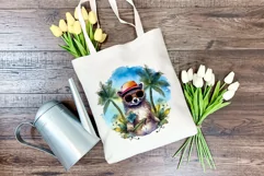 Summer Vibes Raccoon Watercolor PNG for Sublimation Product Image 3