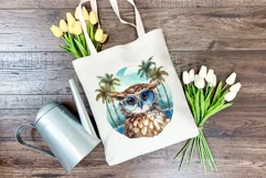 Summer Vibes Owl Watercolor PNG Clipart for Sublimation Product Image 3