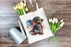 Patriotic Dachshund Dog Watercolor ClipArt, PNG Sublimation Product Image 4