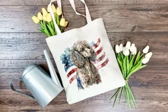 Patriotic Poodle Dog Watercolor Clip Art, PNG Sublimation Product Image 4