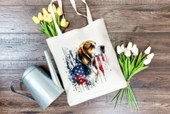 Patriotic Beagle Dog Watercolor Clip Art, PNG Sublimation Product Image 4