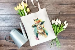 Cute Llama Wearing Sombrero Watercolor PNG for Sublimation Product Image 4