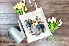 Patriotic Corgi Dog Watercolor ClipArt, PNG Sublimation Product Image 4