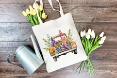 Vintage Truck and Spring Flowers Watercolor PNG Sublimation Product Image 4