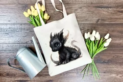 Cute Black Baby Dragon Clipart PNG for Sublimation Product Image 4