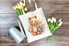 Watercolor Mother and Baby Bear PNG for Sublimation Product Image 4
