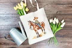 Little Cowboy and His Horse Watercolor PNG for Sublimation Product Image 3