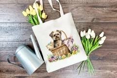 Spring Morkie Dog Breed Watercolor Clipart PNG Sublimation Product Image 3